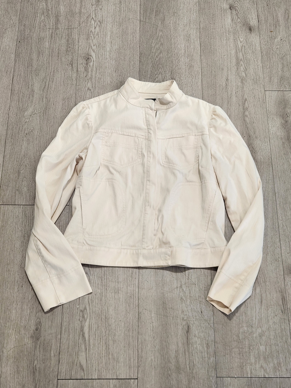 VTG Bebe Cream Y2K Fitted Zip Jacket M USA Made